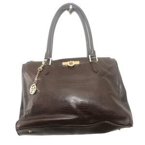 DKNY Brown Croc Embossed Leather Satchel Handbag